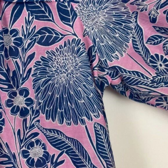 J.Crew X Abigail Borg S Blouse Floral Prairie Dusk Print Pink Navy Ribbon Tie - Picture 10 of 14